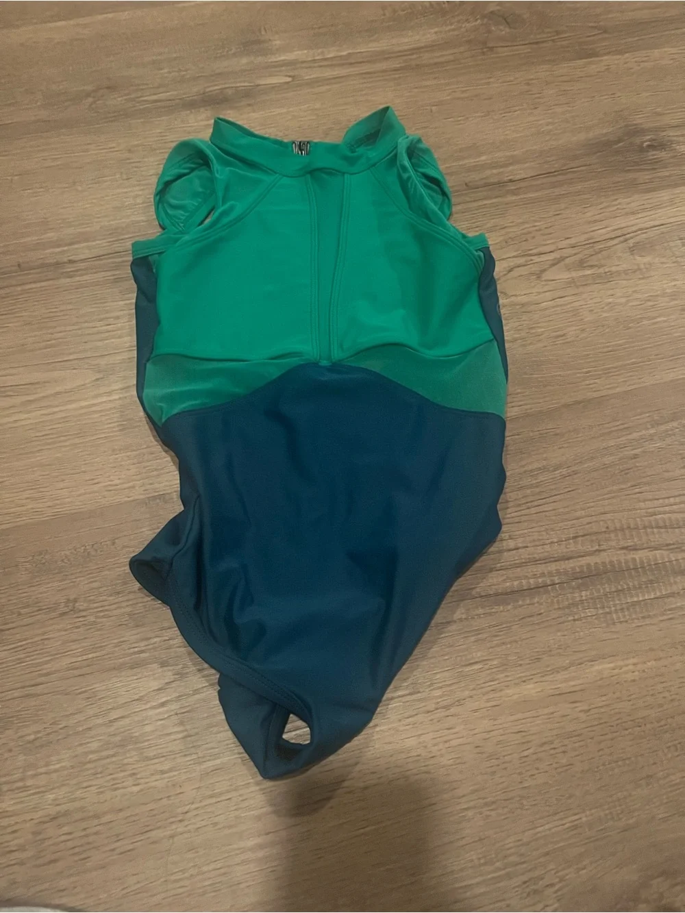 Colorblock Green & Teal One-Piece dance leotard